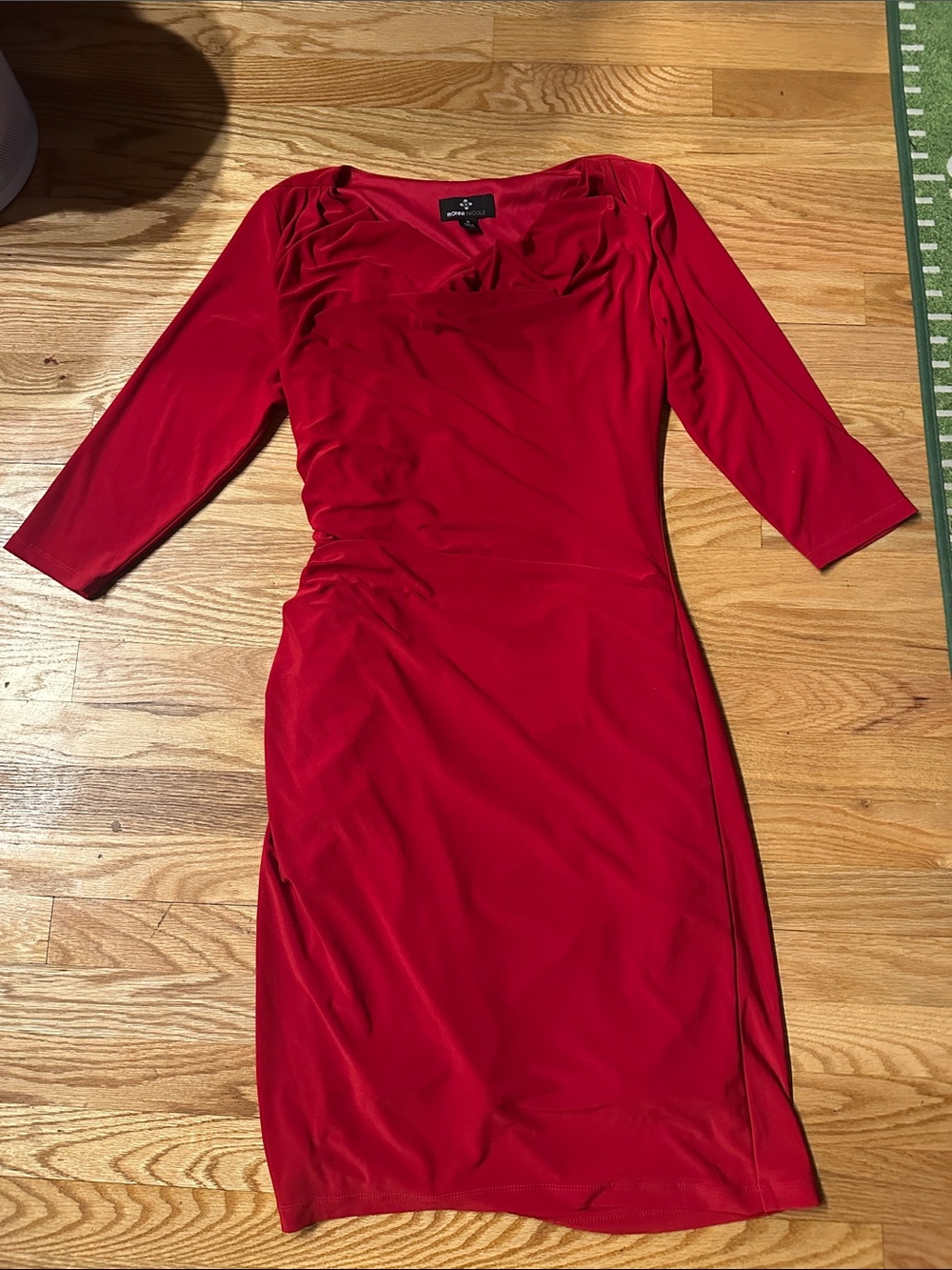 Ronni Nicole Red Long Sleeve Faux-Wrap Sheath Dress